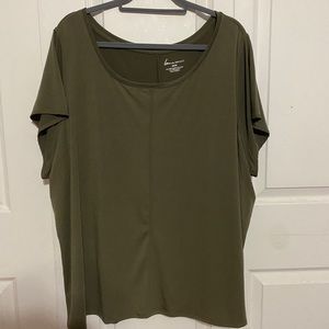 Olive green scoop neck short sleeve top